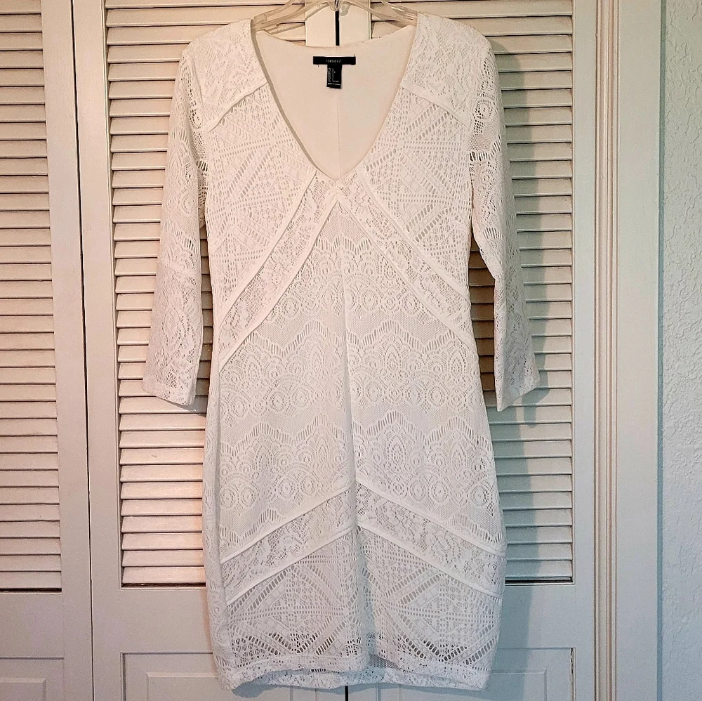 Forever 21 White Lace Midi Dress - Picture 1 of 11